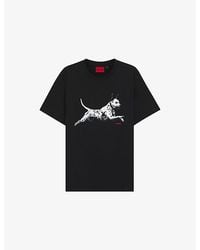 HUGO - Dalmatian-Print Short-Sleeved Cotton-Jersey T-Shirt - Lyst