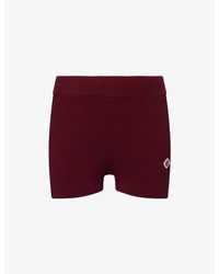 The Couture Club - Emblem-Embroidered Ribbed-Knit Cotton Mini Shorts - Lyst