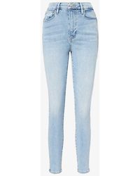 FRAME - Logo-embellished Tapered-leg Mid-rise Organic And Recycled Stretch-denim-blend Jeans - Lyst