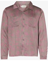 Honor The Gift - Floral-pattern Brand-patch Regular-fit Satin Shirt - Lyst