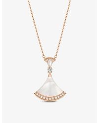 BVLGARI - Diva's Dream 18Ct, 0.28Ct Round-Cut Pavé Diamonds And Mother-Of-Pearl Necklace - Lyst