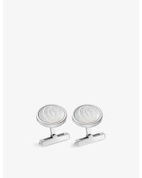 Cartier - Double C De Engraved Palladium-finish Sterling And Mother-of-pearl Cufflinks - Lyst