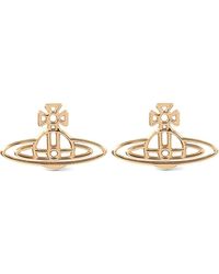 Vivienne Westwood Thin Lines Flat Orb Stud Earrings - Metallic
