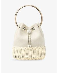 Jimmy Choo - Bon Bon Canvas And Wicker Top-Handle Bag - Lyst