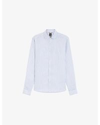 BOSS - Striped Regular-Fit Linen Shirt - Lyst