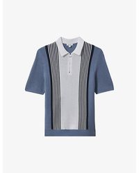 Reiss - Berlin Half-Zip Striped Knitted Polo Shirt - Lyst