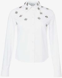 Rabanne - Haut Floral-embellished Regular-fit Cotton-poplin Shirt - Lyst