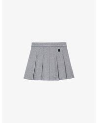 The Kooples - Embroidered-Patch Pleated Knitted Mini Skirt - Lyst