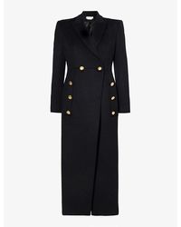 Alexander McQueen - Double-breasted Padded-shoulder Wool Coat - Lyst