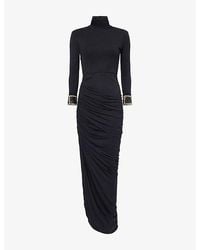 GRACE FAENA - Cowl-Back Bead-Cuffs Jersey Maxi Dress - Lyst