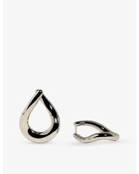 Astrid & Miyu - Molten Xl Rhodium Plated Brass Hoops - Lyst