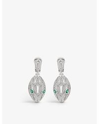 BVLGARI - Serpenti Seduttori 18Ct- Emerald And Diamond Earrings - Lyst