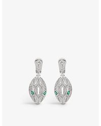BVLGARI - Serpenti Seduttori 18ct White-gold, Emerald And Diamond Earrings - Lyst