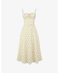House Of Cb - Rosalee Floral-print Stretch Cotton-blend Midi Dress - Lyst