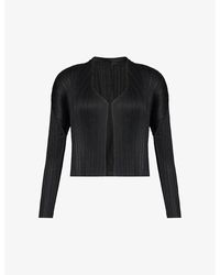 Pleats Please Issey Miyake - December Pleated Knitted Cardigan - Lyst