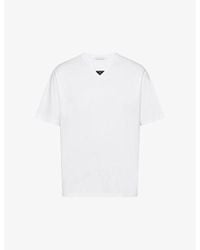 Prada - Logo-plaque Crewneck Slim-fit Cotton T-shirt - Lyst
