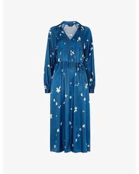 Whistles - Floral-Print Relaxed-Fit Woven Midi Dress - Lyst