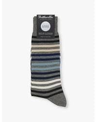 Pantherella - Kilburn Stripe Pattern Cotton-Blend Socks - Lyst