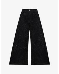 Amy Lynn - Demi Diamante Wide-Leg Stretch-Denim Blend Jeans - Lyst