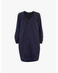 Whistles - Grace V-neck Relaxed-fit Woven Mini Dress - Lyst