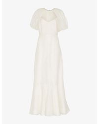 Whistles - Sabrina Puff-Sleeve Silk Wedding Dress - Lyst