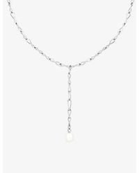 Astrid & Miyu - Infinite-Plated Sterling- And Freshwater-Pearl Lariat Necklace - Lyst