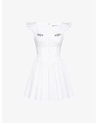 House Of Cb - Sisi Floral-Embroidered Stretch-Cotton Mini Dress - Lyst