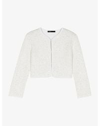 Maje - Sequin-Embellished Cropped Cotton-Blend Cardigan - Lyst