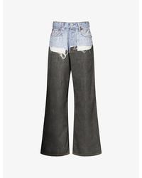 Acne Studios - Pinstripe-Print Wide-Leg Denim Jeans - Lyst