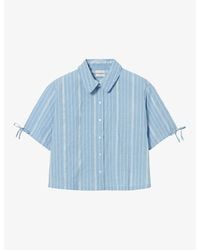 Claudie Pierlot - Striped Tie-Cuff Cotton-Blend Shirt - Lyst
