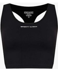 Sporty & Rich - Logo-print Scoop-neck Stretch-woven Top - Lyst
