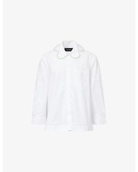 Simone Rocha - Bead-Embellished Petal-Collar Cotton Shirt - Lyst