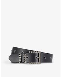 The Kooples - Chain-Embellished Logo-Embossed Leather Belt - Lyst