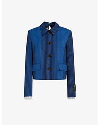 Marni - Stripe-pattern Brand-patch Regular-fit Wool Jacket - Lyst