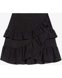 Maje - Ruffle-trim Asymmetric Woven Mini Skirt - Lyst