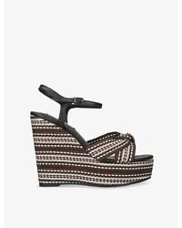 Steve Madden - Aztec Heeled Leather Wedge Sandals - Lyst