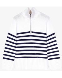 Maje - Zip-neck Striped Knitted Jumper - Lyst