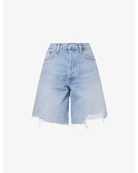 Agolde - Indra Frayed Denim Shorts - Lyst