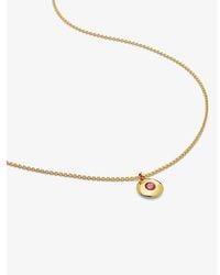Monica Vinader - Birthstone 18Ct-Plated Vermeil Sterling- And Ruby Pendant Necklace - Lyst