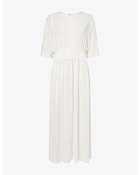 TOTEME - Short-Sleeve Slip-Pocket Cotton-And-Silk Midi Dress - Lyst