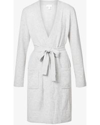 The White Company Short Belted Cashmere Robe - Grey