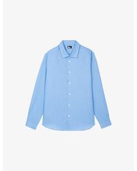 The Kooples - Logo-Embroidered Slim-Fit Linen Shirt - Lyst