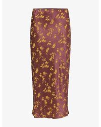 Dries Van Noten - Floral-Print Satin Midi Skirt - Lyst