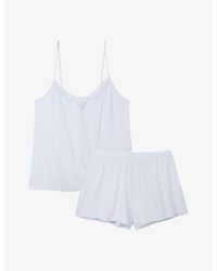 The White Company - Lace-trim V-neck Cotton Pyjama Set - Lyst