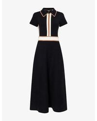 ME+EM - Collared Contrast-Stripe Merino Wool-Blend Maxi Dress - Lyst