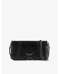 Zadig & Voltaire - Rock Vintage Patent-Stud Leather Clutch Bag - Lyst
