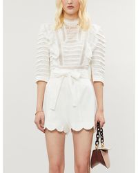Zimmermann Zinnia Scalloped-hem High-rise Linen Shorts - White