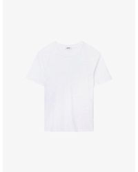 Sandro - Crewneck Linen-Jersey T-Shirt - Lyst