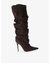 Steve Madden - Elona Ruched Suede Heeled Knee-High Boots - Lyst