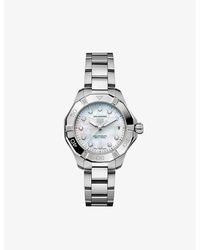 Tag Heuer - Wbp1313.ba0005 Aquaracer Solargraph Stainless-steel, 0.15ct Diamond And Mother-of-pearl Quartz Watch - Lyst